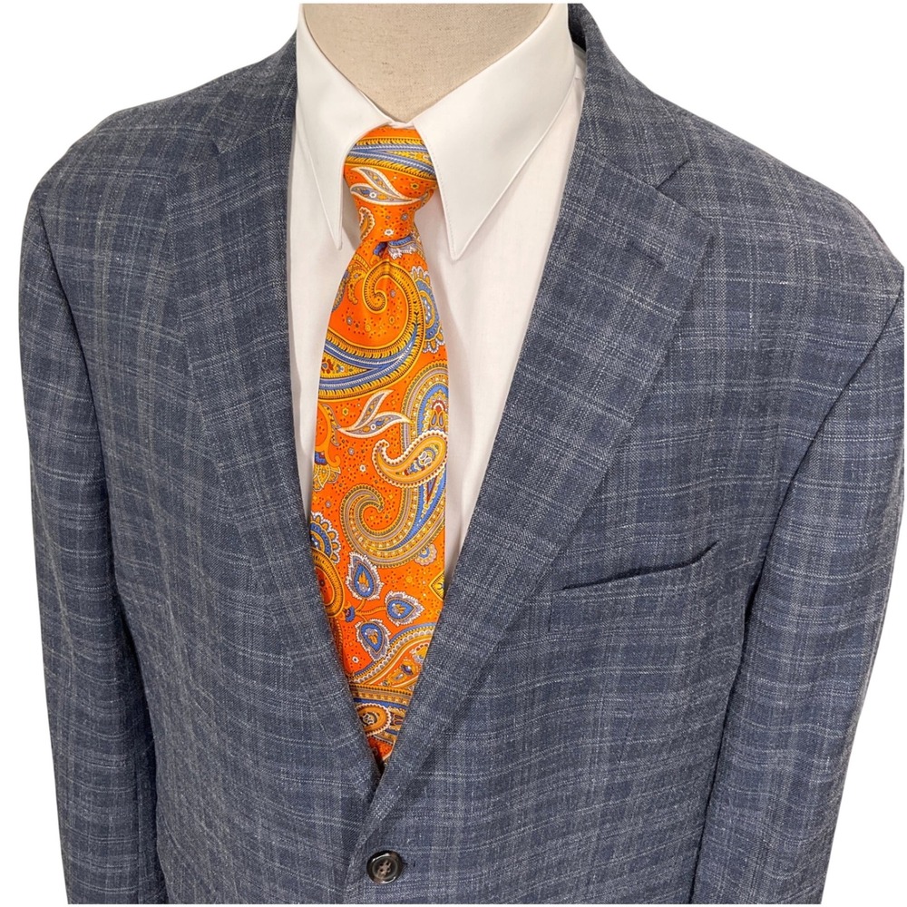 Lauren Ralph Lauren Blazer Mens 46R Blue Plaid Ivy League Summer 2-Button Jacket